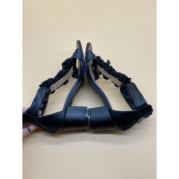 Patrizia by spring‎ step  Floral Black  heeled  Sandals Zip Back Size 36 US Sz 6 - Picture 6 of 7
